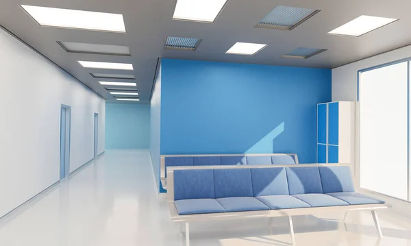 Empty Waiting Area in a Hospital 3D Rendering