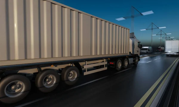 Vehicles Moving Highway Night — Stock Photo, Image