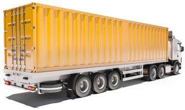 Beyaz Arkaplanda Turuncu Konteynır Aracı