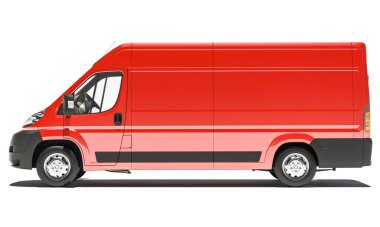 Side View of Red Delivery Van clipart