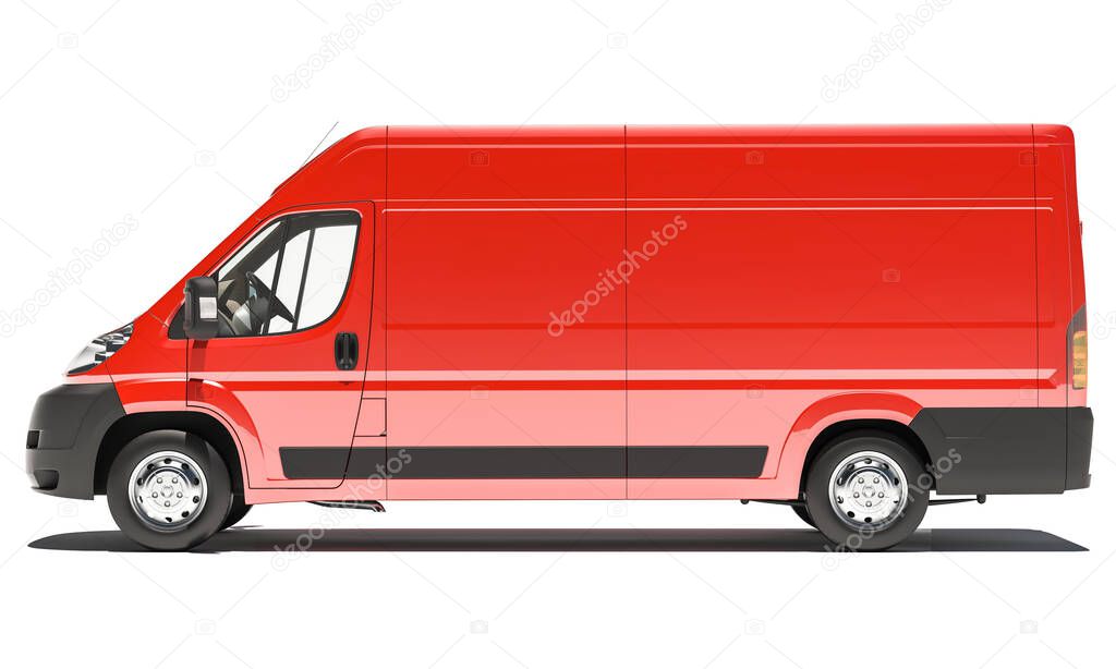 Side View of Red Delivery Van