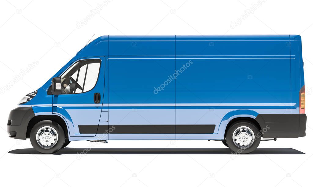 Side View of Blue Delivery Van
