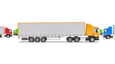 Semi Trailer Trucks with Different Colors in Different Directions clipart