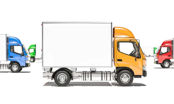 Camiones Caja Posicionados Diferentes Direcciones — Foto de Stock