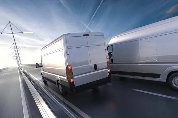 Darstellung Von Generischen Lieferwagen Auf Der Straße Morgengrauen — Stockfoto