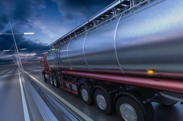 Rendering Tanker Road Dawn — Stock Photo, Image