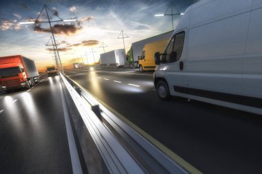 Şafakta genel ulaşım konseptinin 3D yorumlanması