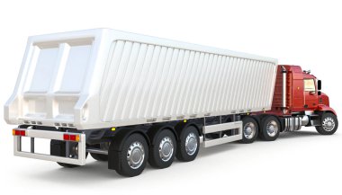 Beyaz arkaplandaki izole edilmiş yarı karavan görüntüleme aracı