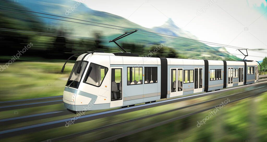 Train in motion 3D Rendering