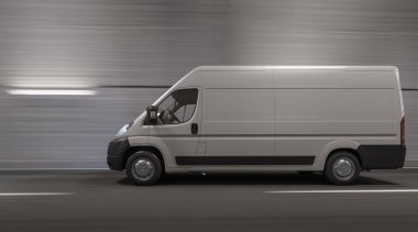 Side View of a Van Going Through a Tunnel 3D Rendering clipart