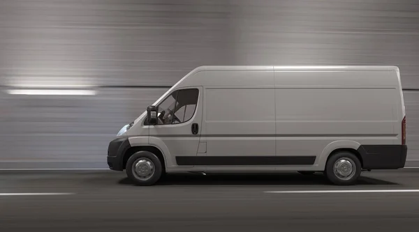 Side View Van Going Tunnel Rendering — Stock Photo, Image