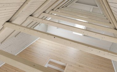 Merdiveni olan Boş Daire 3D görüntüleme