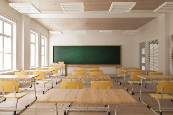 Representación Mesa Del Profesor Pizarra Con Enfoque Selectivo —  Fotos de Stock