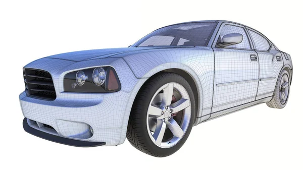 Concept Car Design Wire Render — Stock Photo, Image