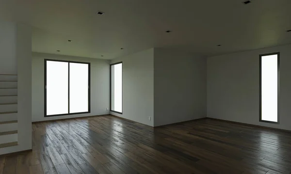 Interior Casa Planta Abierta Luz Del Día — Foto de Stock