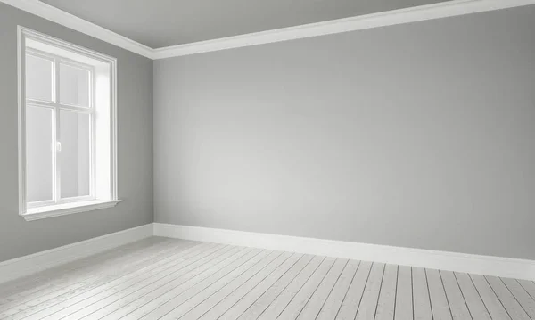 Empty Room Large Window Rendering — Stock Photo, Image