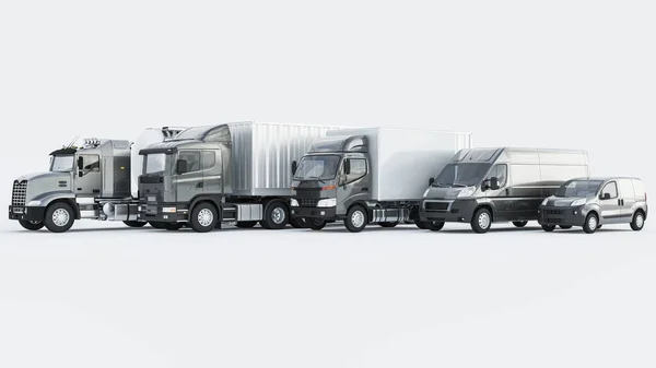 Camions Blancs Une Fourgonnette Livraison Sur Fond Rendu — Photo