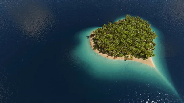 Heart Shaped Island Canlandırması — Stok fotoğraf