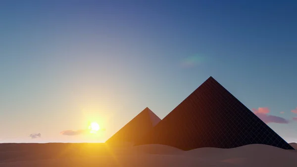 Pyramidal Solar Panels Rendering Desert Rendering — 스톡 사진