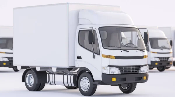 Wysokiej Rozdzielczości Box Truck Renderowania — Zdjęcie stockowe