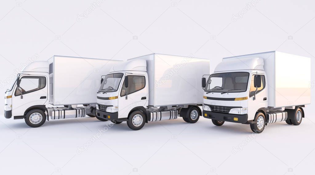 Isolated trucks on white background