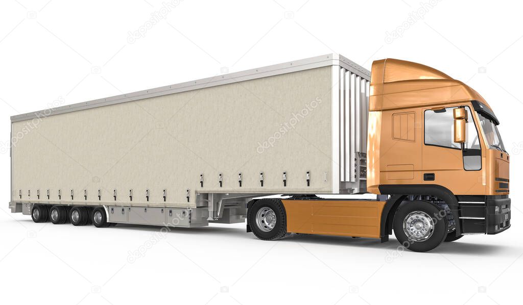 Truck with Container on White Background 3d rendering