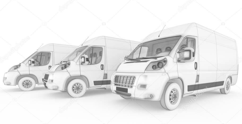 3d rendering of a white car on a light background