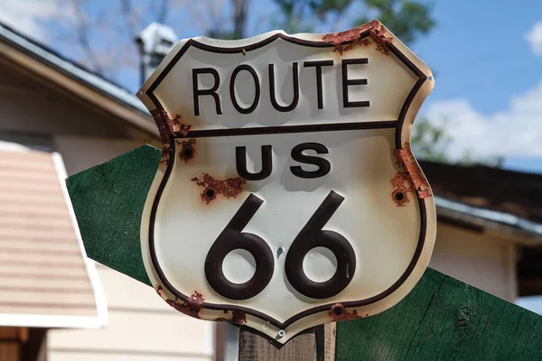 Metal Plate Route Route Officially Route Old American Route Linked — Stock Photo, Image