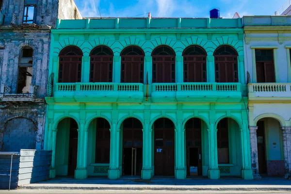 Cuba Prachtig Kleurrijk Huis Typisch Voor Havana Groen Huis — Stockfoto