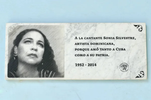 Emléktábla Sonia Sylvestre Énekes Emlékére Havannában Kubában — Stock Fotó