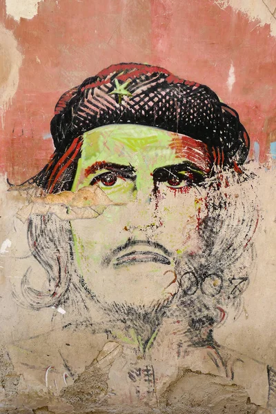 Portrait Ernesto Che Guevara Wall House Havana — Stock Photo, Image