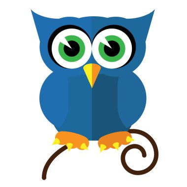 Büyük gözlü, sevimli çizgi film baykuşu. Beyaz arka planda izole edilmiş. Yetişkin ve çocuklar için boyama kitabı sayfası. Kitapların, dergilerin, posterlerin, çocuk resimlerinin tasarımı için..