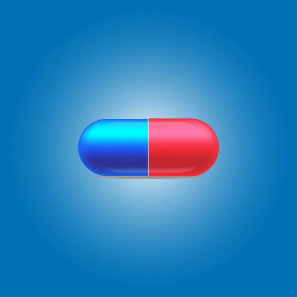 Píldora Icono Rojo Azul Aislado Fondo Concepto Médico Hospitalario Ilustración — Vector de stock