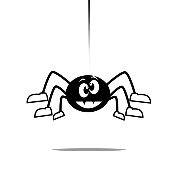 Linda Araña Dibujos Animados Linda Araña Colgando Telaraña Con Zapatos — Vector de stock