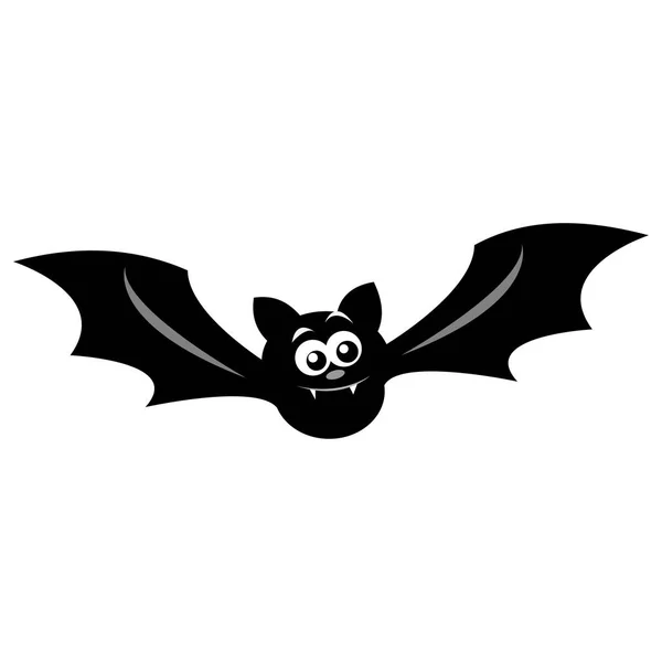 Lindo Murciélago Murciélago Negro Icono Murciélago Lindo Personaje Dibujos Animados — Vector de stock