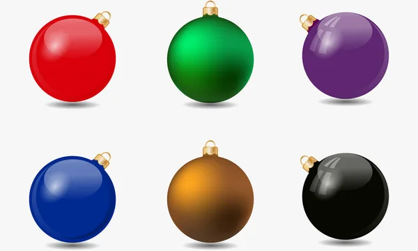 Set Colorful Christmas Balls Christmas Baubles Shadows Isolated White Background — Stock Vector