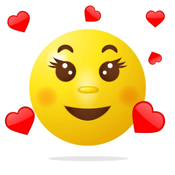Улыбающийся Смайлик Сердцем Векторные Эмоции Плоского Характера Иконка Эмотикона Векторная — стоковый вектор