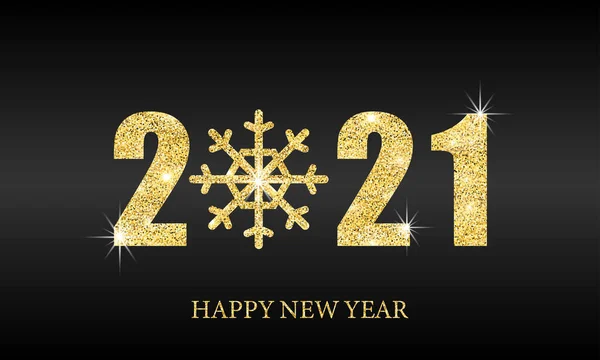 Happy New Year 2021 Banner Gold Festive Numbers Design Gold — Stock Vector