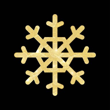  Altın parıltılı parçacık dokusu kar taneleri. Siyah arkaplanda parlayan kar taneleri izole edilmiş. Yeni yıl tebrik kartı için ışıltılı dokular, poster. Vektör izole edilmiş simgesi.