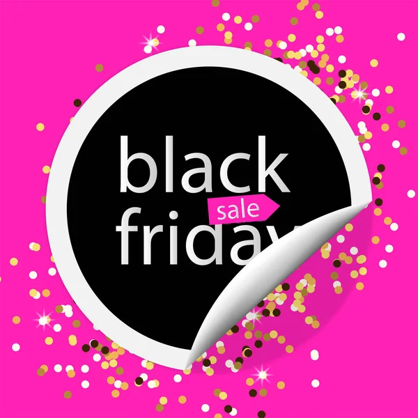 Black Friday Sale Tag Oder Etikett Auf Niedlichem Rosa Hintergrund — Stockvektor
