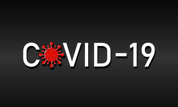 Covid Vektorový Typografický Banner Symbolem Viru Izolováno Černém Pozadí — Stockový vektor