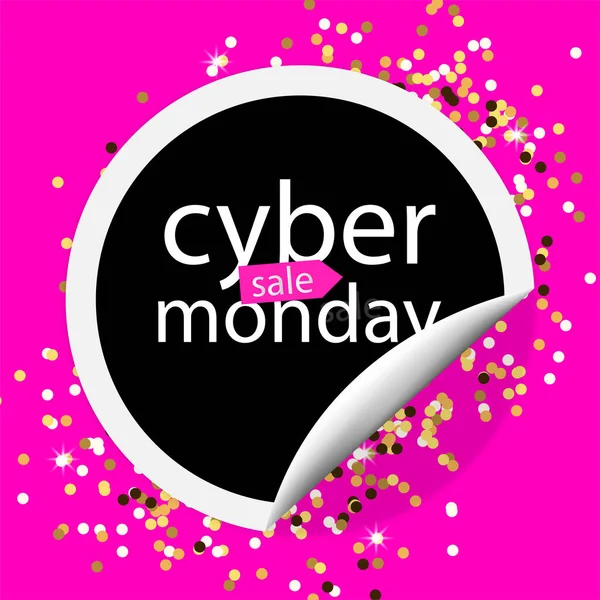 Cyber Monday Sale Gold Glitzerbanner Das Symbol Für Werberabatte Hintergrund — Stockvektor