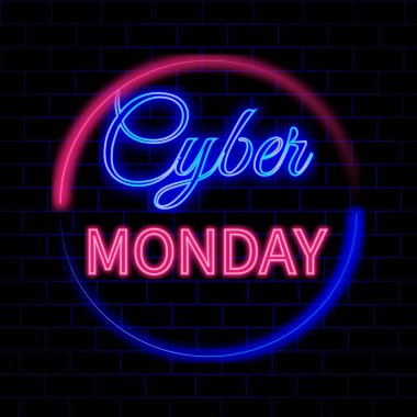  Pazartesi siber geçmişi. Neon işareti.