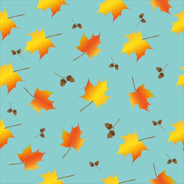 Autumn set of icons. The leaves are already falling. A collection of vector symbols of nature isolated on a blue background. Pattern