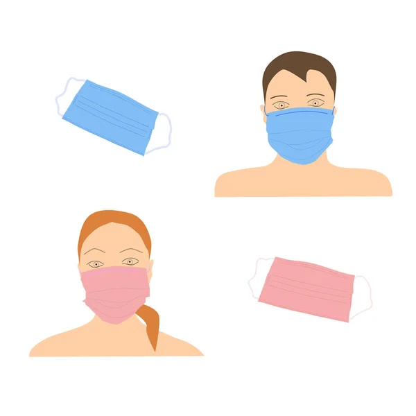 face mask, flu mask icon man and woman