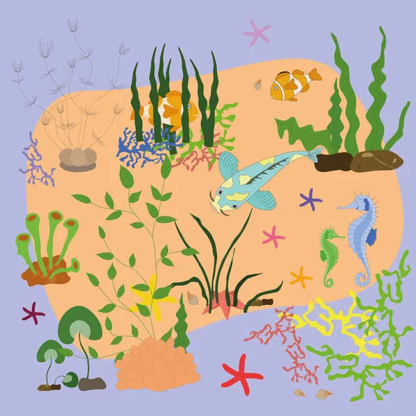 Водоросли Кораллы Скалы Подводные Природные Растения Изолированы Подводный Мир Иллюстрация — стоковое фото