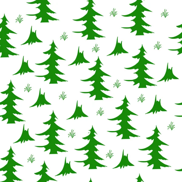 Árvore Natal Desenhada Mão Árvores Natal Verde Doodle Fundo Sem — Fotografia de Stock