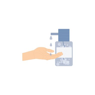 El sabunu rengi ikonu. Sıvı antibakteriyel sabun. El dezenfeksiyonu. İzole vektör illüstrasyonu