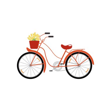 Bir sepet dolusu çiçekli bisiklet.