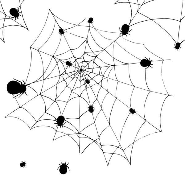 Ιστός Αράχνης Λευκό Φόντο Απόκριες Στοιχεία Σχεδιασμού Τρομακτικό Τρομακτικό Διακόσμηση — Διανυσματικό Αρχείο